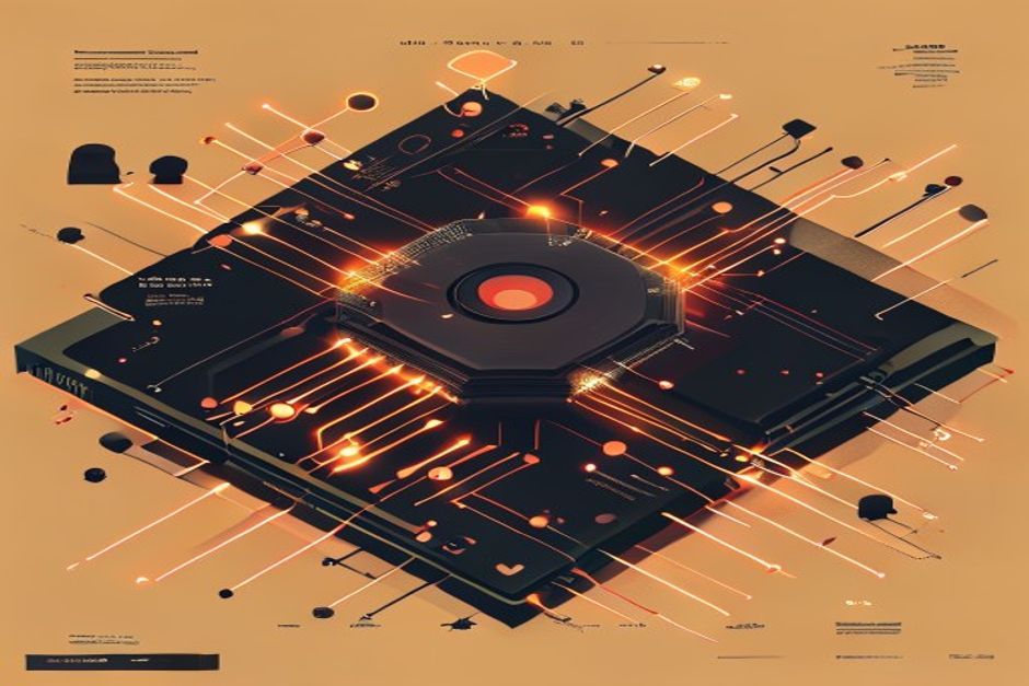 A single glowing GPU card holding a large grid of neural experts, only a few cells lit at a time, a small subset of routes illuminated per token, the rest dark and dormant