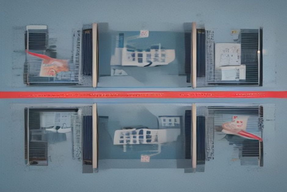 Three gates in a row over a stream of retrieved documents — the first grading the question's difficulty, the second grading the documents, the third grading the model's own answer, each stamping keep, refine, or reroute