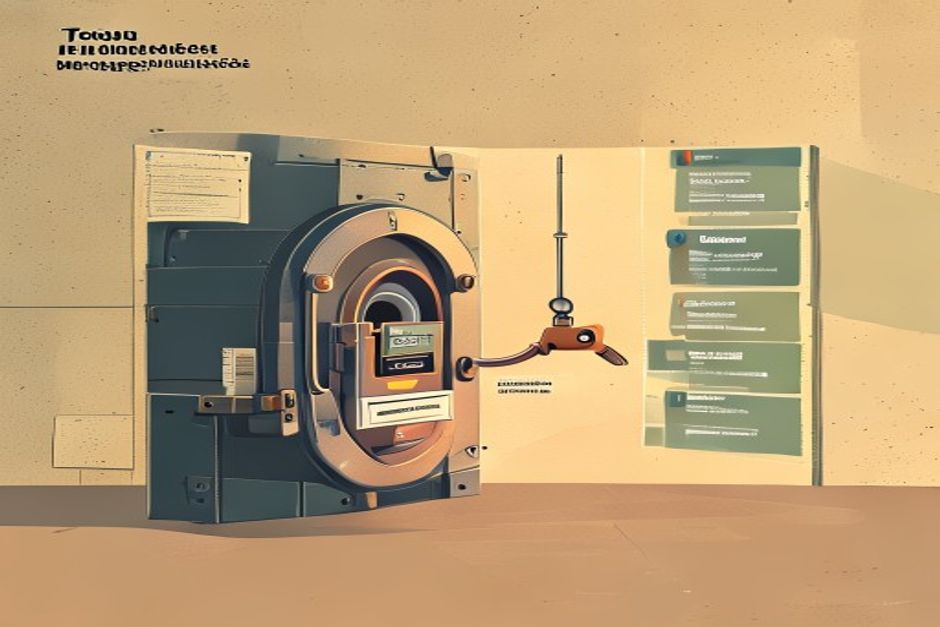 A sealed key vault sitting between an agent and a wall of third-party apps; the agent passes a request through a slot, a credential is injected on the far side, and only the result comes back — the key itself never crosses the threshold