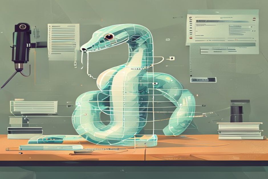 A single agent rendered as a transparent Python class diagram — labeled methods as levers, fields as gauges, docstrings as etched instructions — with a thin recording tape spooling out capturing every call, the whole object sitting on a lab bench under a magnifier