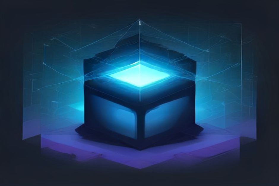 A freshly built web app on a canvas, a scanning beam sweeping over it and lighting up meta tags, a sitemap, and semantic HTML tags, with a search crawler and an AI answer-engine crawler both arriving to read it