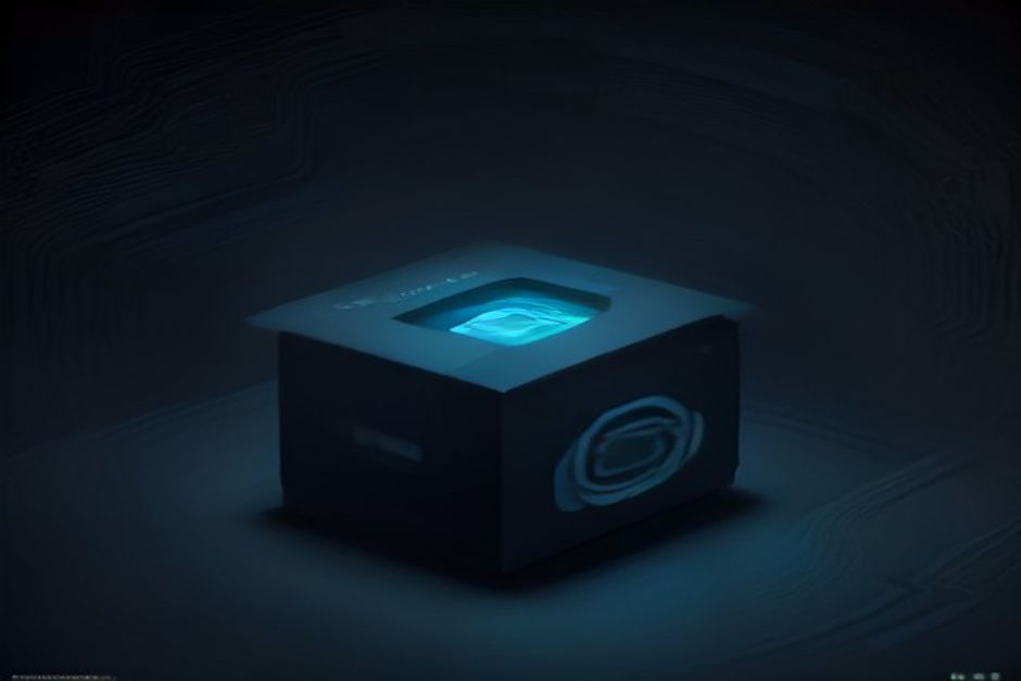A sealed metal enclave holding a glowing GPU, a single encrypted data stream entering and leaving through a cryptographic lock, an attestation certificate stamped on the outside, cold monospace labels