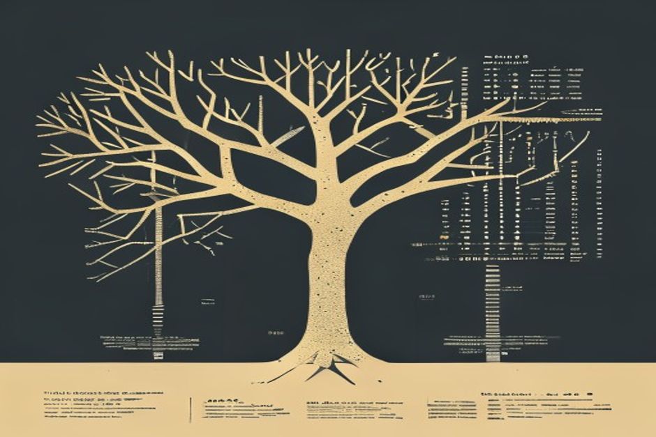 Three problem-solving diagrams side by side against dark — a branching tree, a graph whose branches merge back into shared nodes, and a tree with dotted rollout paths scored by value — one linear arrow cutting straight past all three