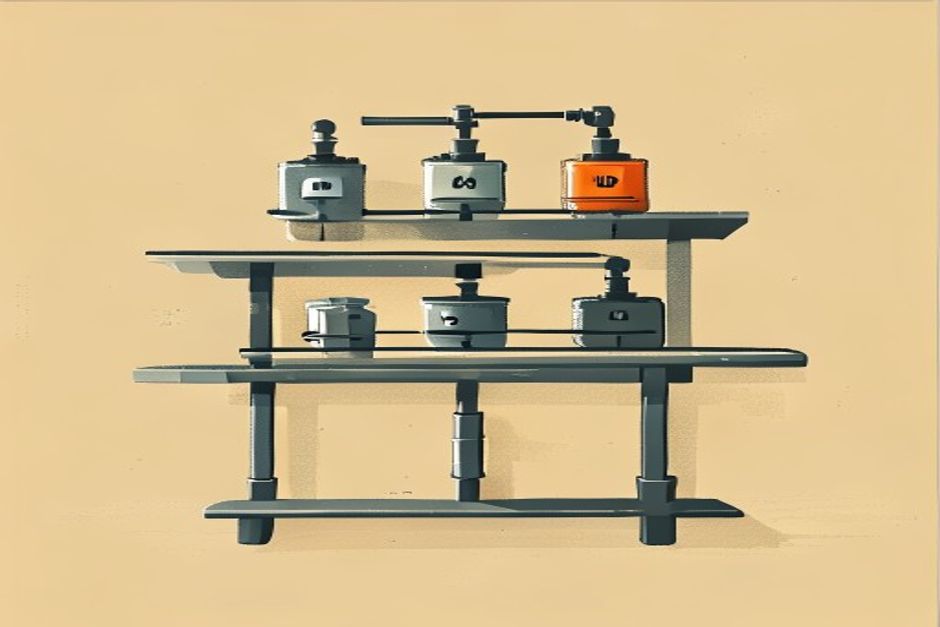 A serving rack with three labeled control valves — a full-precision head, a per-group attention selector, and a cache pipe branching off to an object-store tank