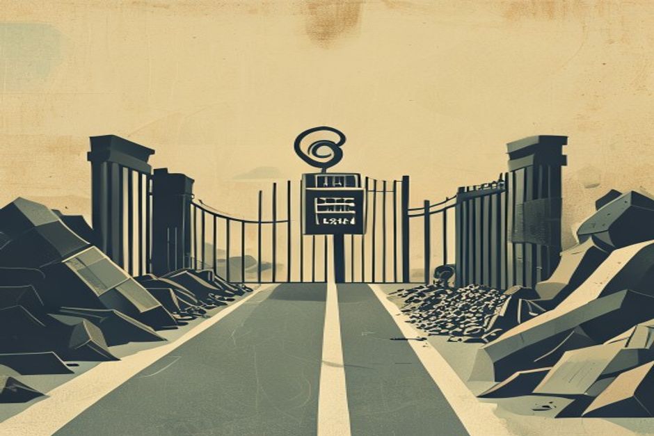 A signed cryptographic key gliding past a raised CAPTCHA gate into a clean verified lane while unsigned scrapers pile up at the barrier